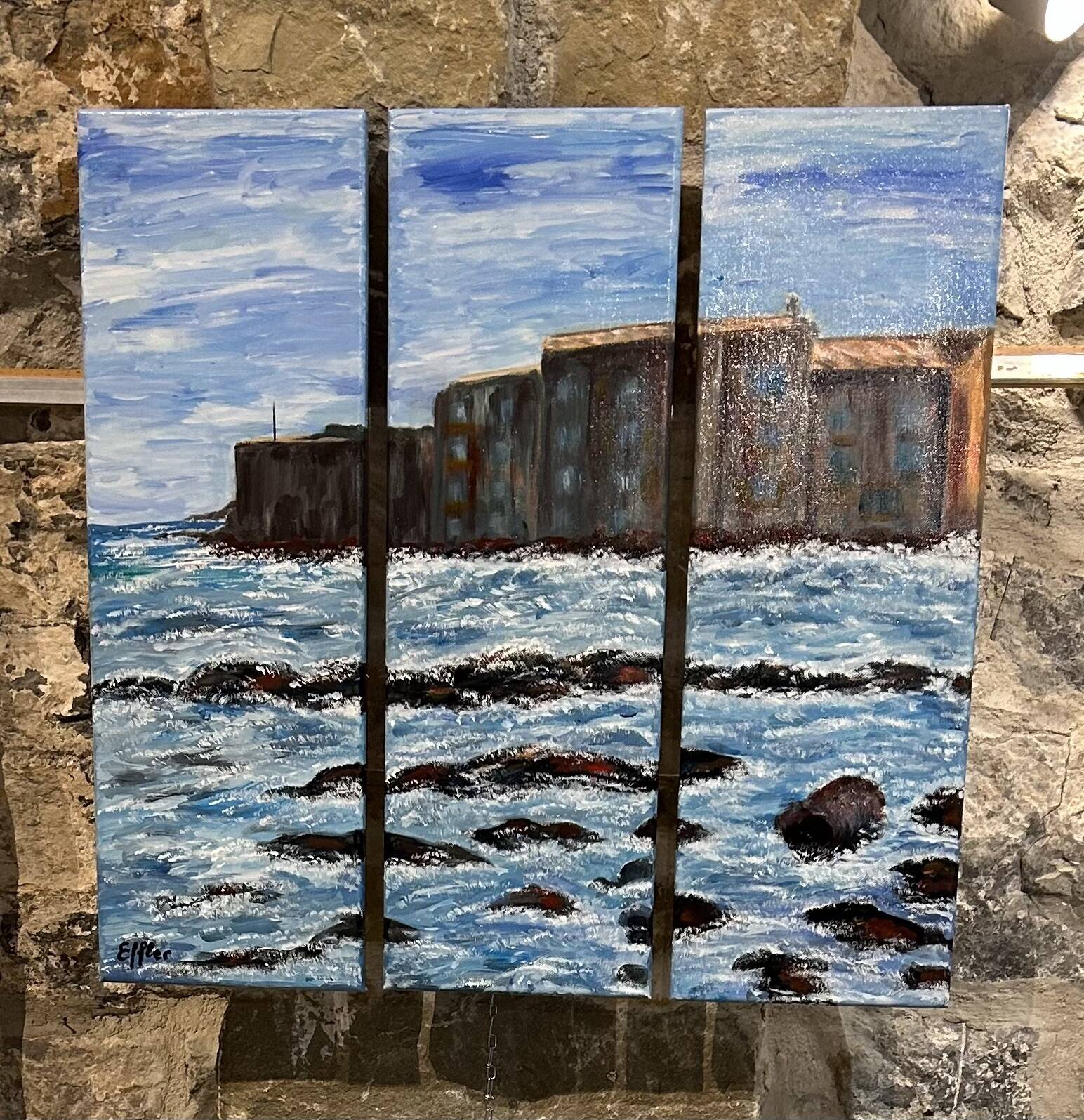 Triptych A Small Corner of Saint-Tropez 70 X 90 Painting of the Ponche Beach