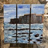 Triptych A Small Corner of Saint-Tropez 70 X 90 Painting of the Ponche Beach