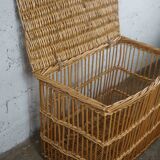 Old large wicker rattan trunk