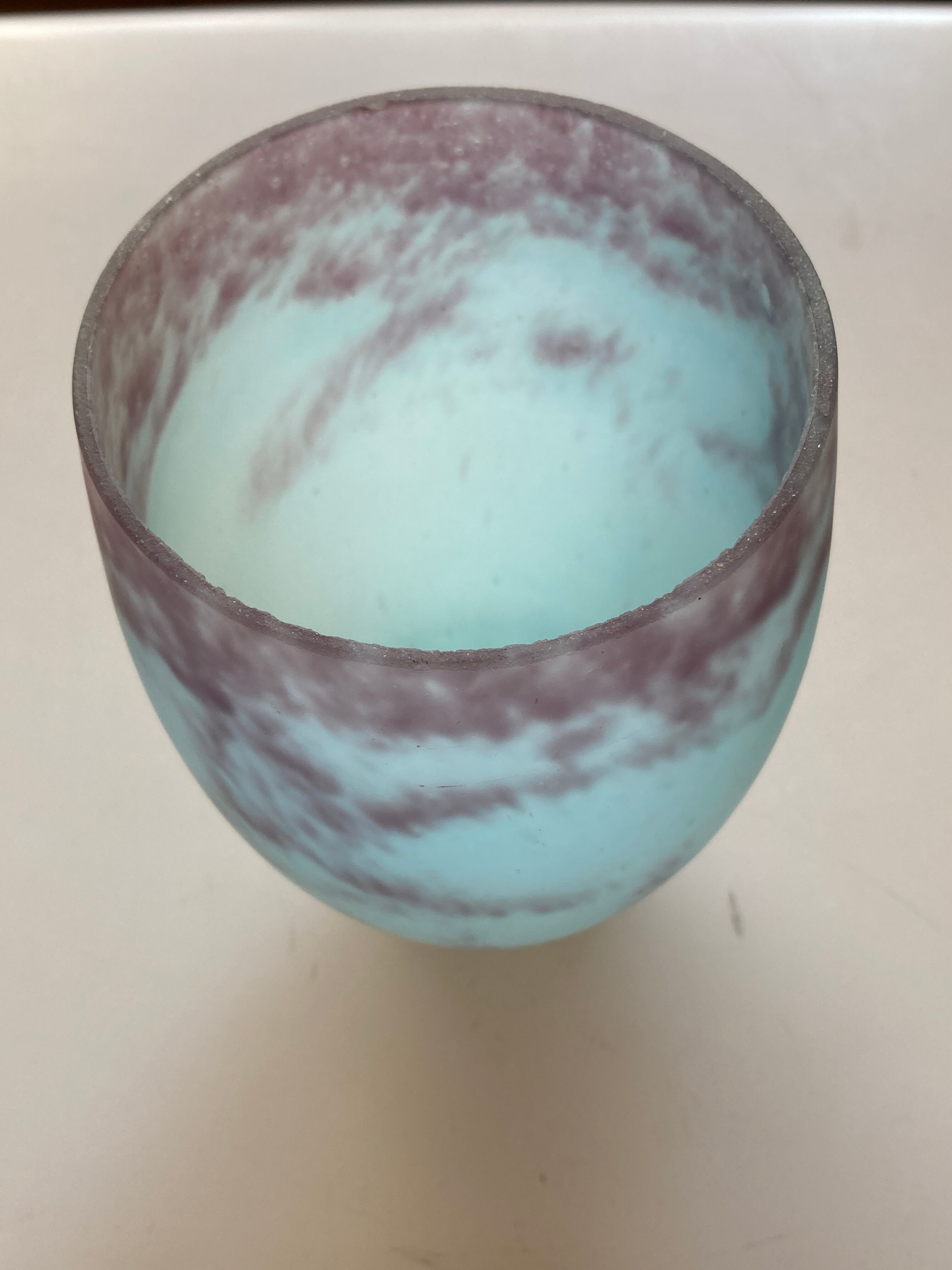 Tulipe en pate de verre bleue turquoise