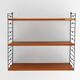 Scandinavian Hylla teak wall shelf with brass label