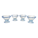 Set of glasses, coupe, ice cream, Normandy hole, cooked wine, digestives, art deco, blue