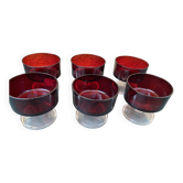 Lot de 6 coupes à dessert / verres vintage en verre rouge rubis