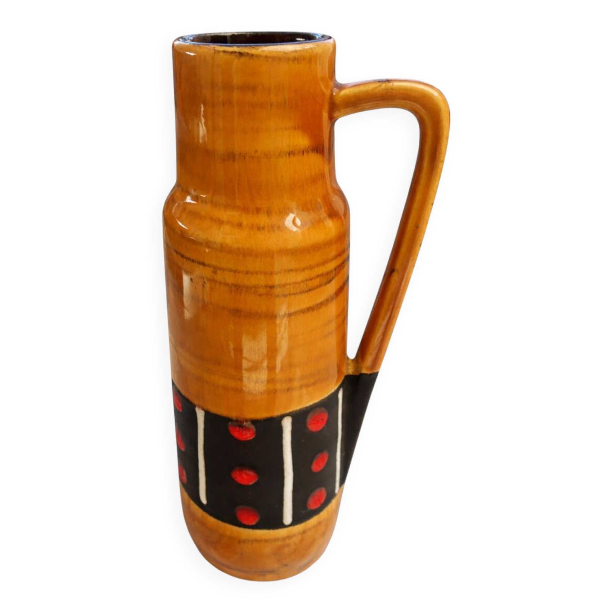 Vase en céramique Scheurich 275 | 28 cm | Points de lave ocre | Milieu du siècle | W