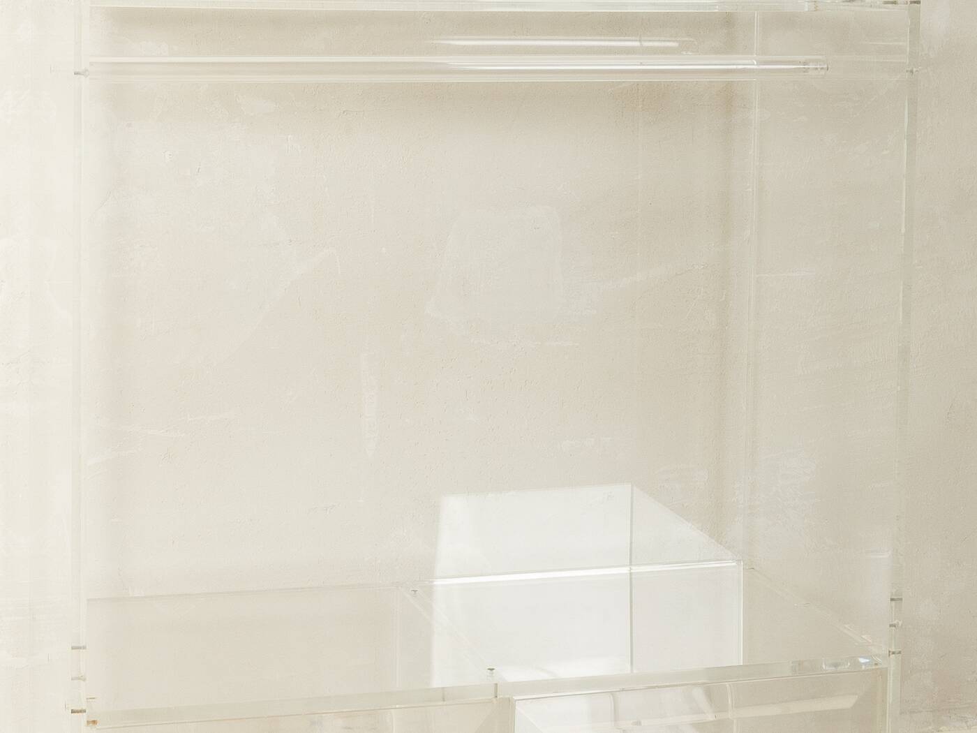 Minimalist chest of drawers from the 1980s, acrylic glass, unique piece