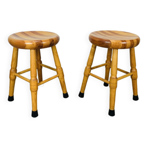 Paire de tabourets brutalistes - massif