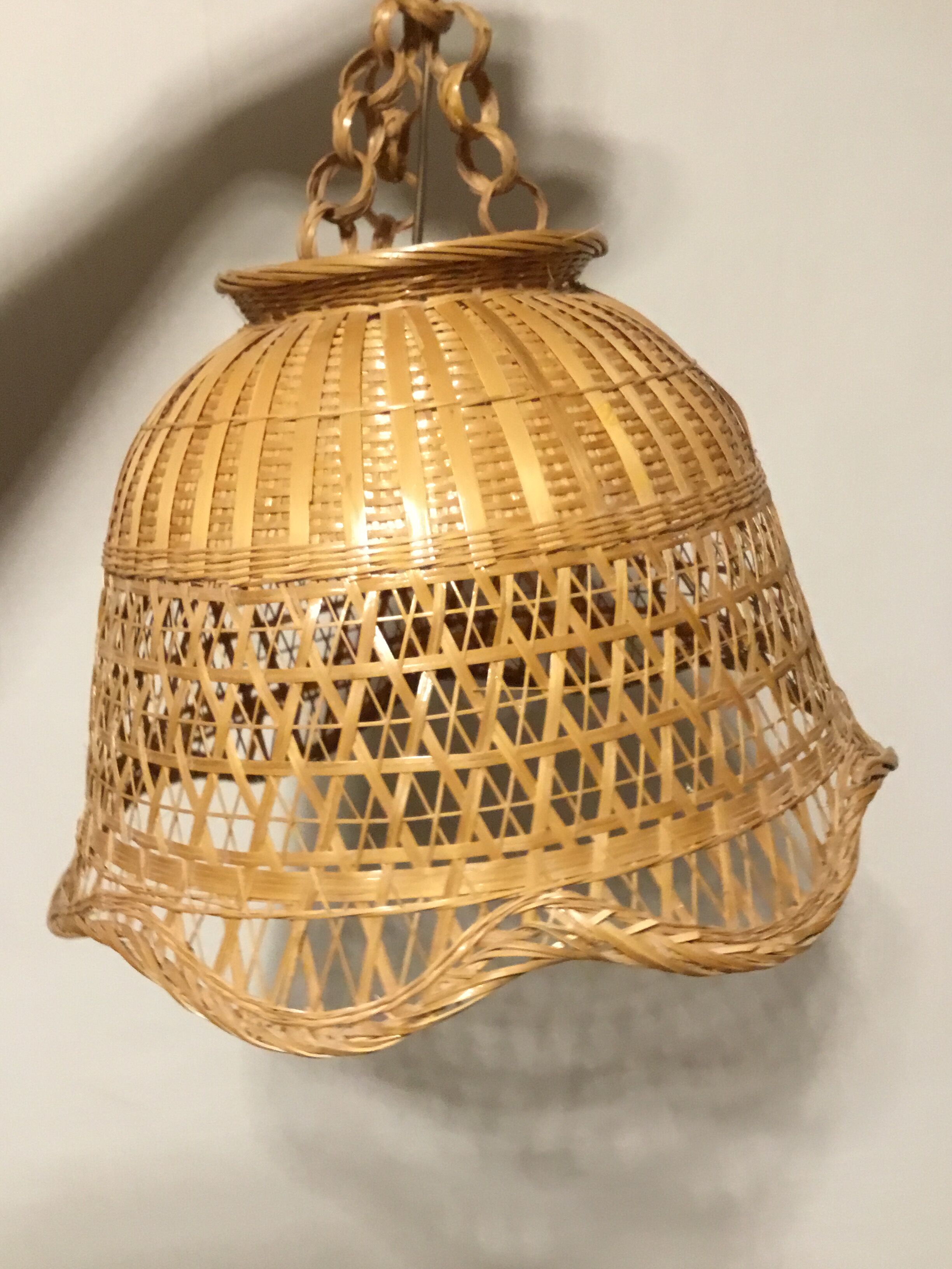 Vintage wicker hanging lamp