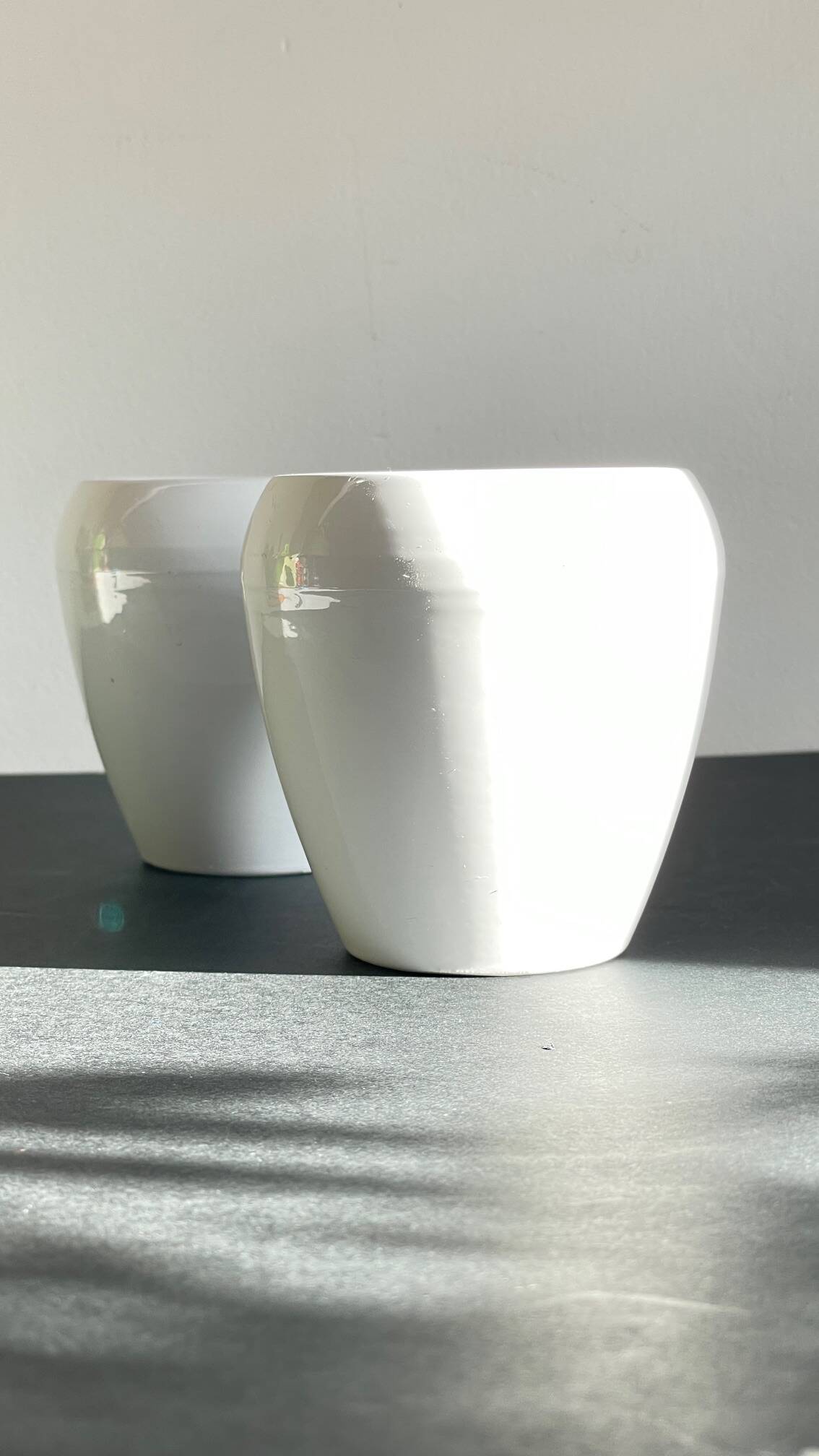 Pair of White Ceramic Candle Holders