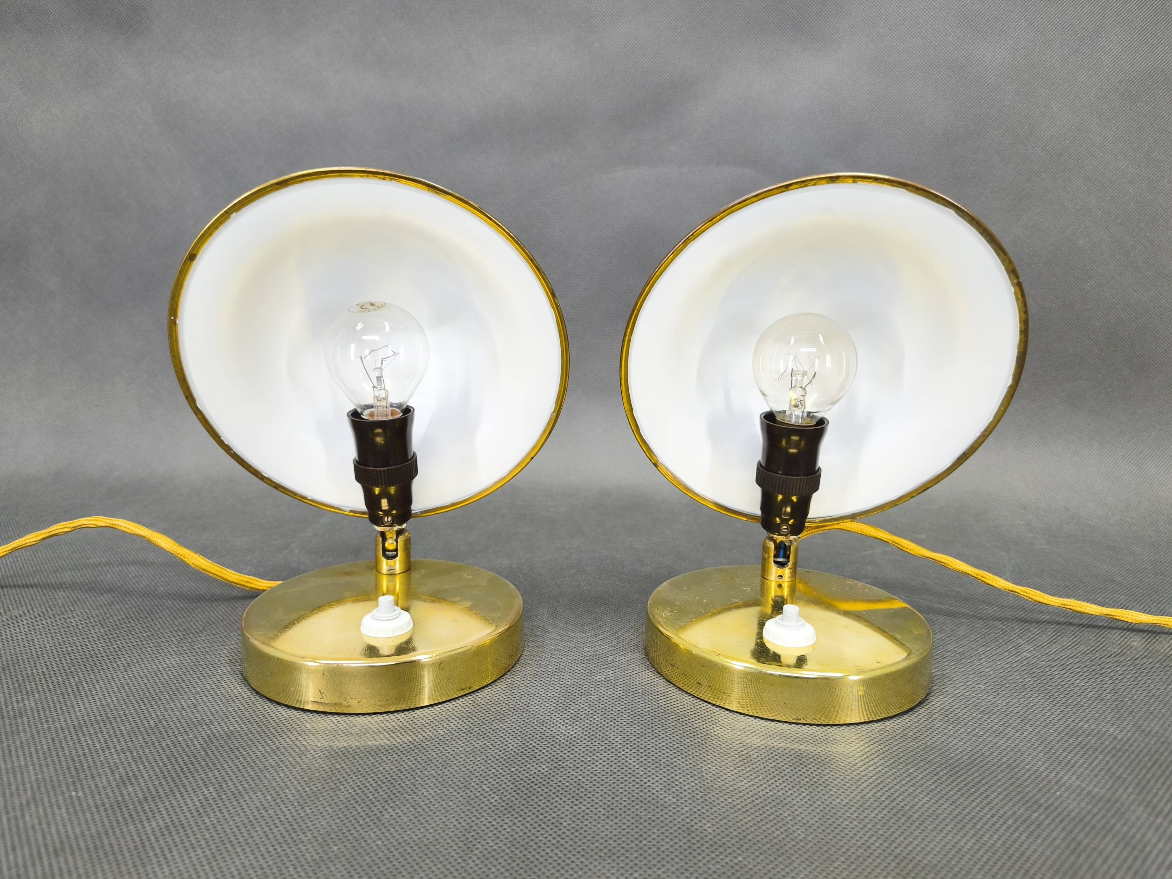Pair of Art Deco Adjustable Brass Table Lamps, 1930s Czechoslovakia