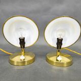 Pair of Art Deco Adjustable Brass Table Lamps, 1930s Czechoslovakia