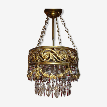 Vintage gilded cascading crystal chandelier