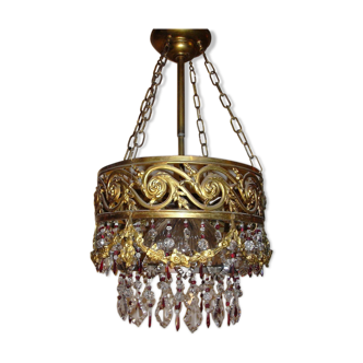 Vintage gilded cascading crystal chandelier