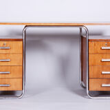 Bauhaus Restored Writing Desk Made in 1930s by Robert Slezak, Czechia, Beech Plywood, High Gloss
