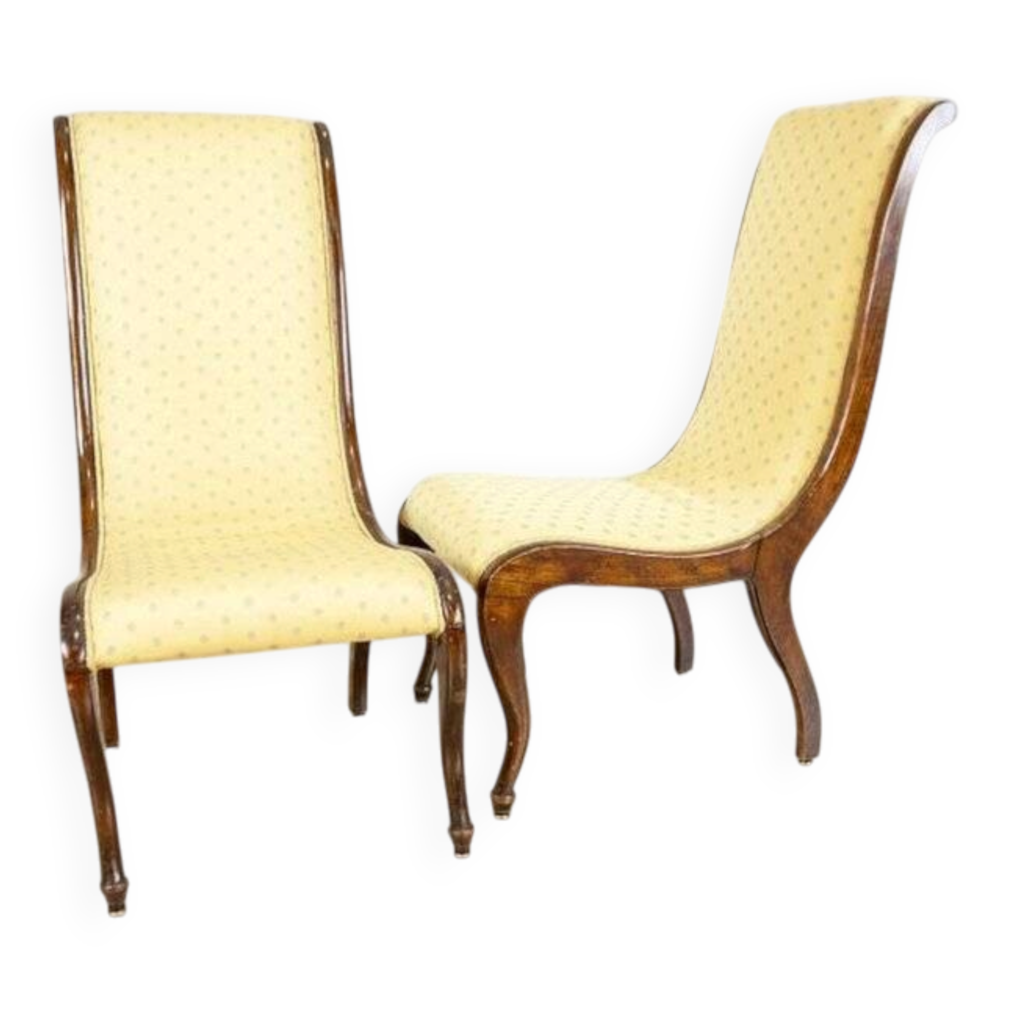 Yellow Swan Armchairs, 1890s, Set of 2