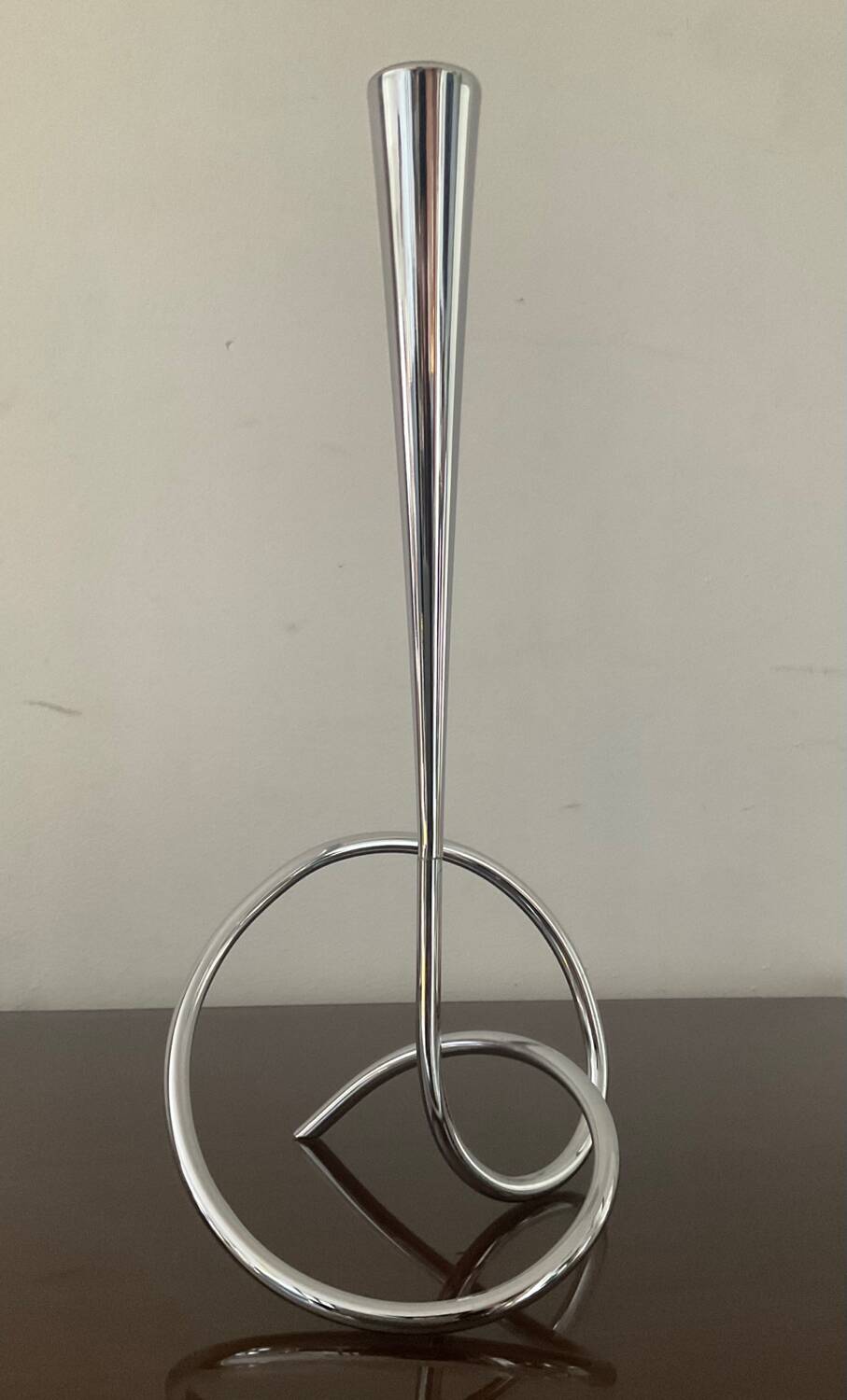 Designer soliflore vase in twisted stainless steel