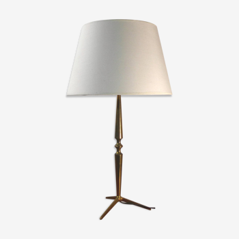 Golden brass tripod table lamp