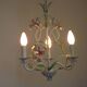 French Vintage 3 Light Pink Lily Flower Cage Style Metal Chandelier 5470