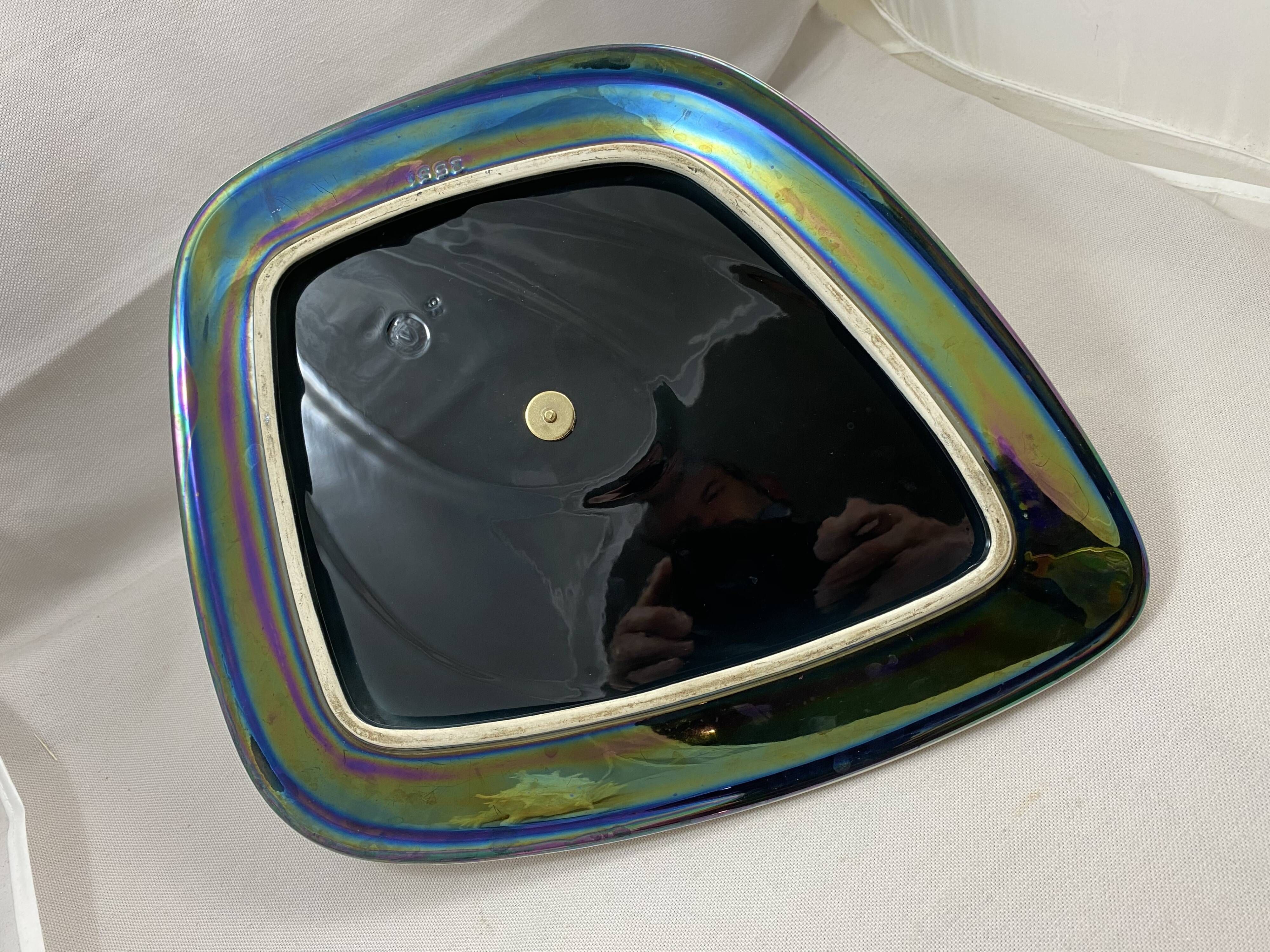 Verceram France's iridescent black and white vintage cheese platter