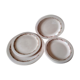 Old art deco plates from the 1930s, service "betty" earthenware Longwy
