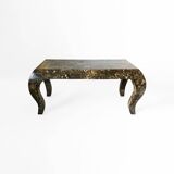 Table basse en marbre tessellé maitland smith 1980 vintage usa rare emperador 1970