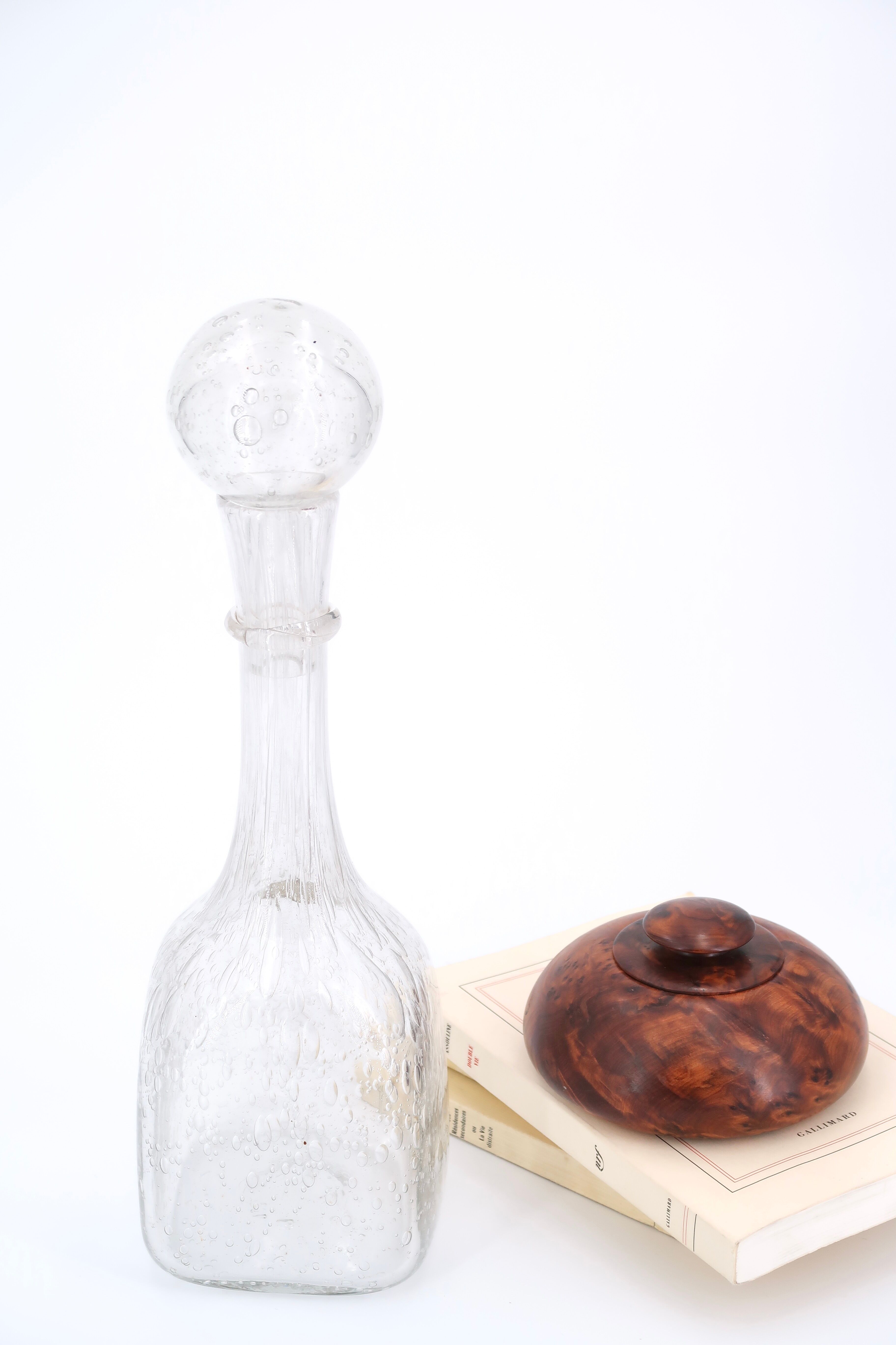 La Rochère transparent bubbled glass carafe, 70s