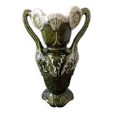 vase barbotine fleurs chardons art nouveau très rare
