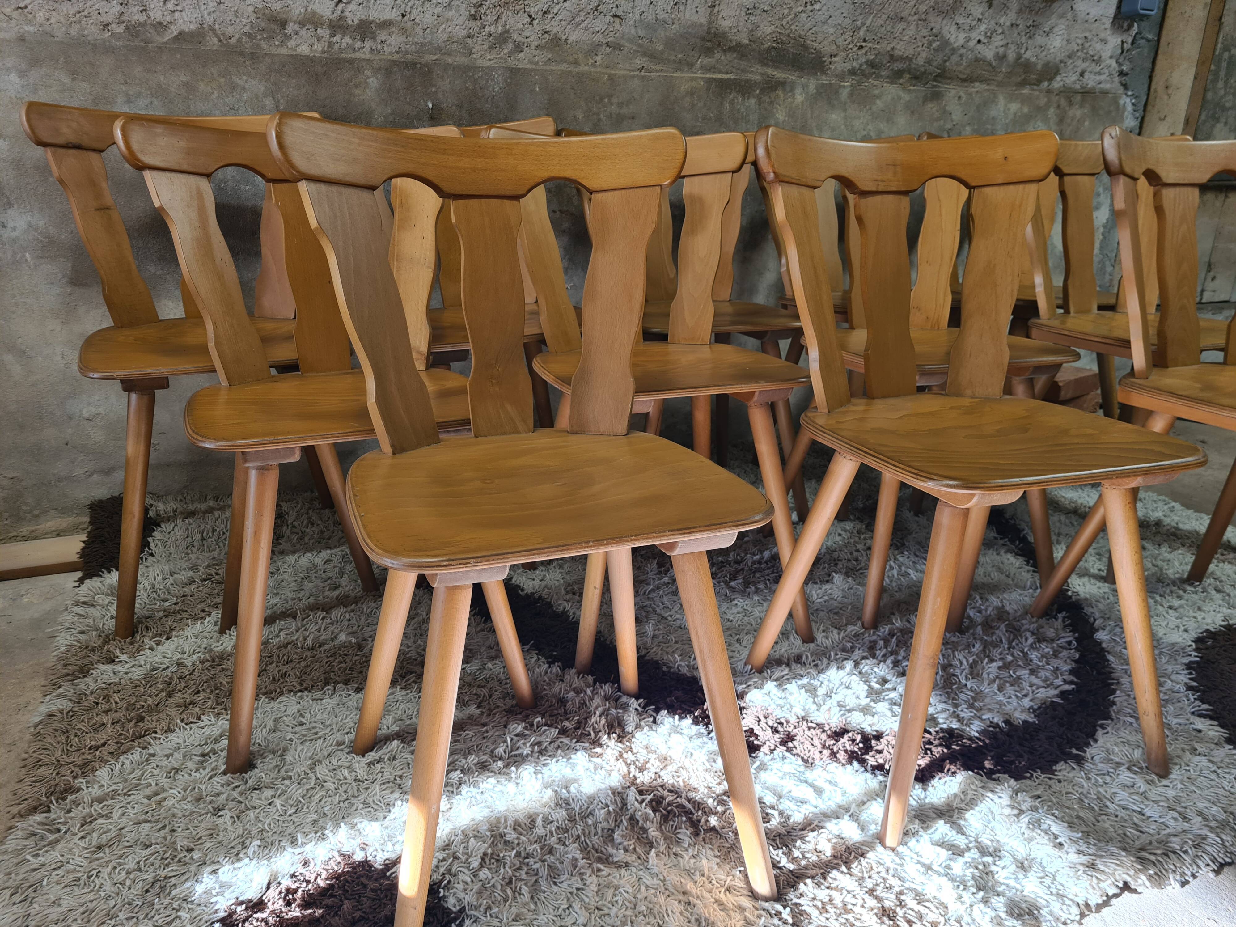 Set of 12 vintage Baumann 1970 bistro chairs