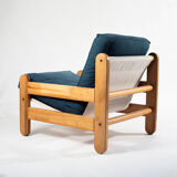 Sling chair in pine, canvas and shipskin, 1970s