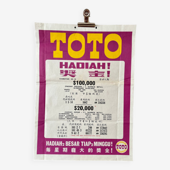 Original 1969 malaisie loterie jeu toto lotto campagne publicitaire