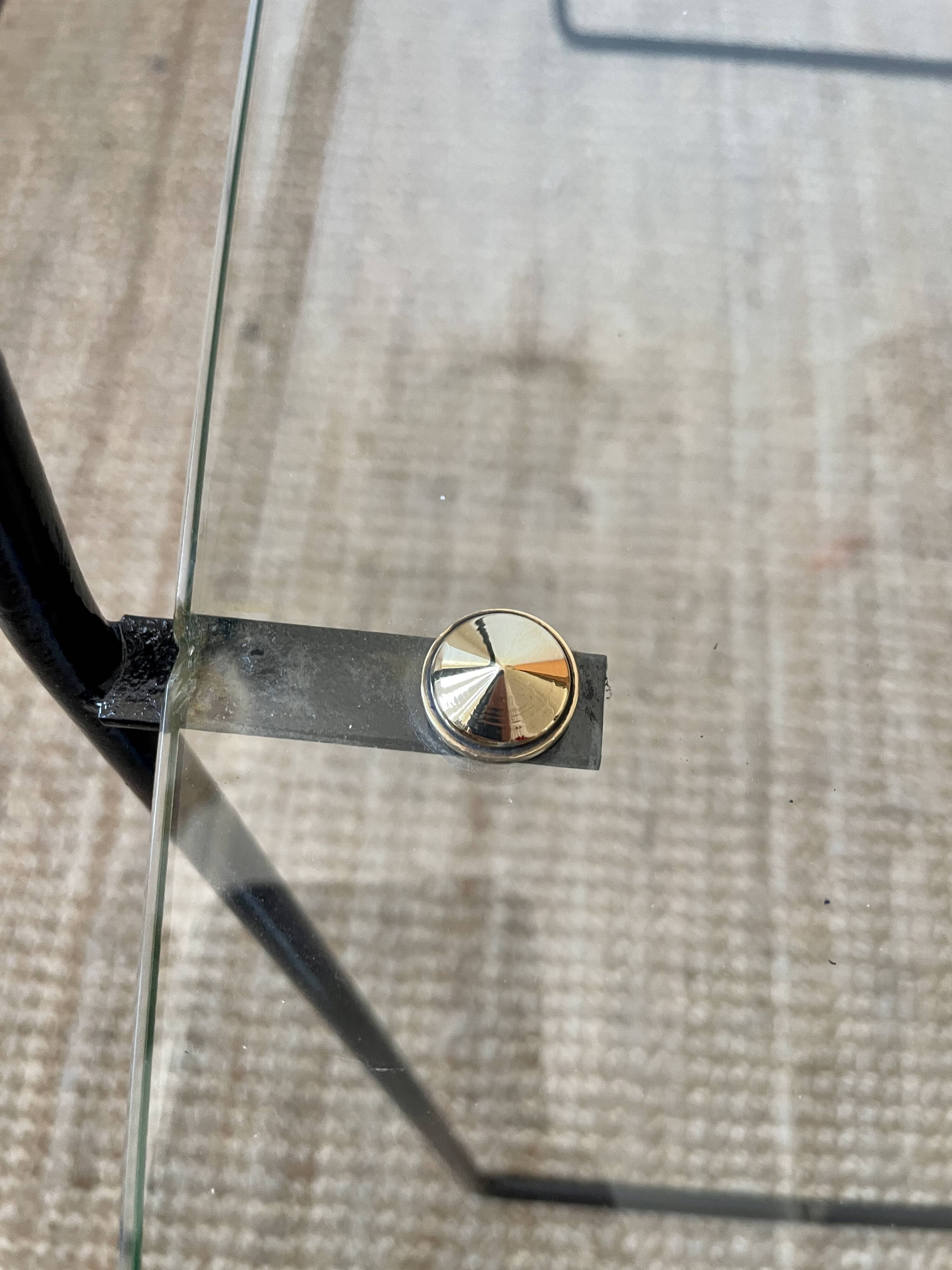 Table basse en verre et métal années 50