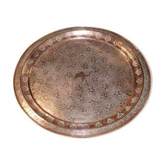Ancien plateau marocain en cuivre