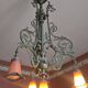 Lustre Art Nouveau Noverdy – Bronze et Tulipes en Verre –