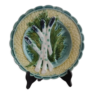 Assiette à asperge - Faïence Barbotine - XIX ème siècle - Salins