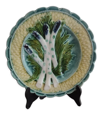 Assiette à asperge - Faïence Barbotine - XIX ème siècle - Salins