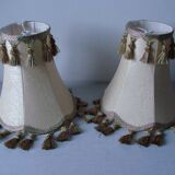 Set of 2 old lampshades in braid fabric and decorative pompom retro vintage 26 cm