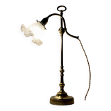 1900s style desk lamp with old crystal lampshade, up and down system