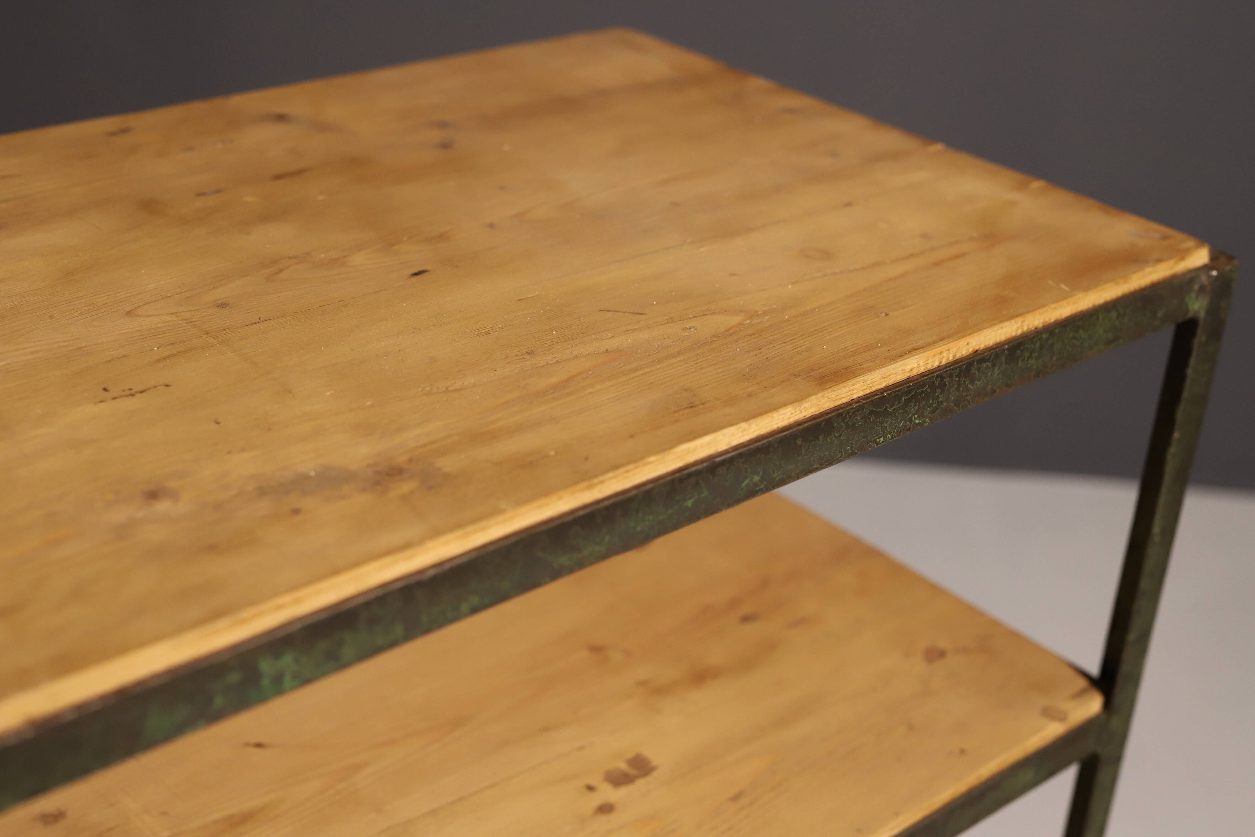 Vintage industrial shelf on wheels from the 1960s, Czechoslovakia