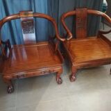 Pair of Chinese armchairs made of exotic wood
