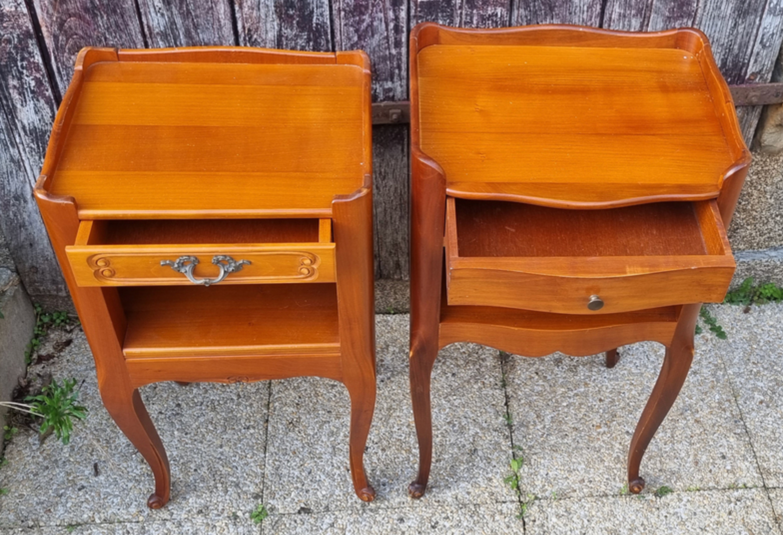 Pair of vintage Louis XV style bedside tables, wood