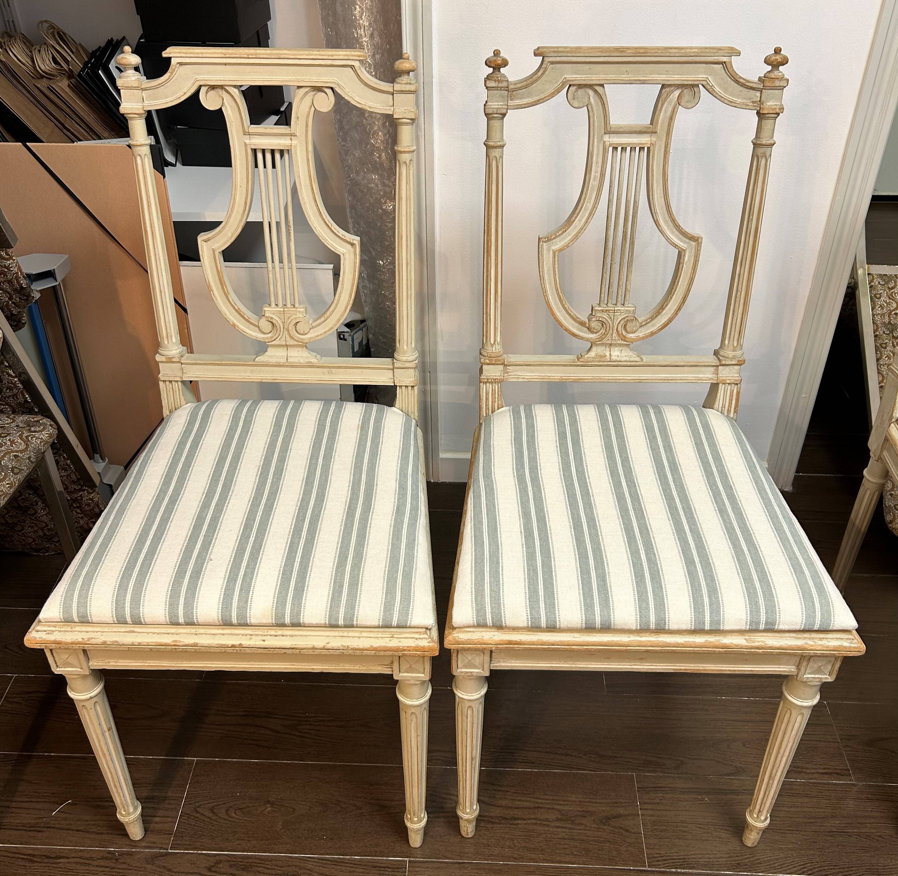 Set of 5 Louis XVI style beech chairs