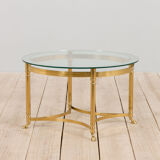 Laiton et verre français table basse ronde