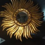 Golden wood sun mirror circa 1960