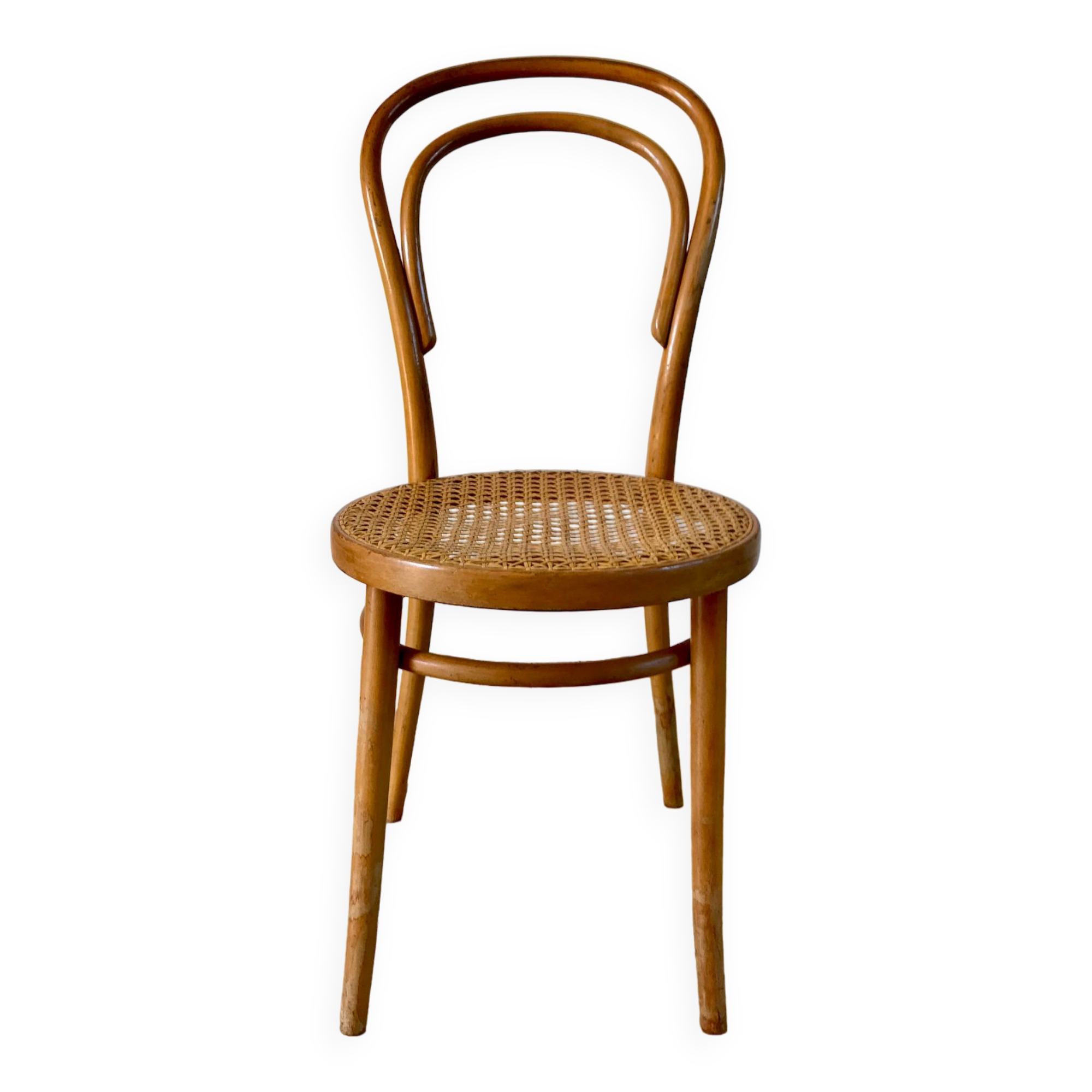 Baumann bistro chair in bent wood and blond wood canning 40s-50s