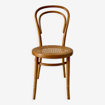 Baumann bistro chair in bent wood and blond wood canning 40s-50s