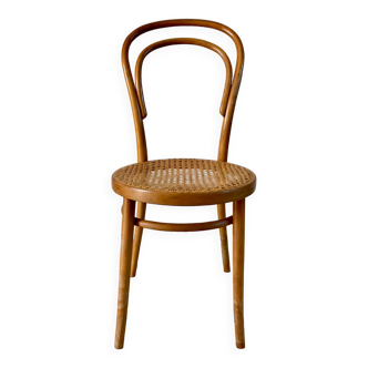 Baumann bistro chair in bent wood and blond wood canning 40s-50s