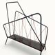 Vintage perforated metal magazine rack with cord handles by Matégot from the 1950s-60s.