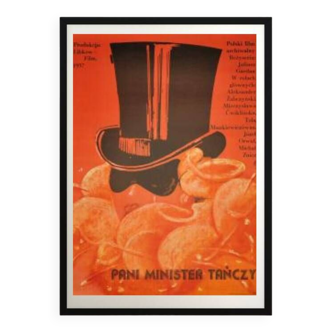 Affiche originale du film polonais "Pani Ministre tanczy", conçue par Jakub Erol, 1977