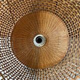 Vintage caned rattan pendant lamp 1970.