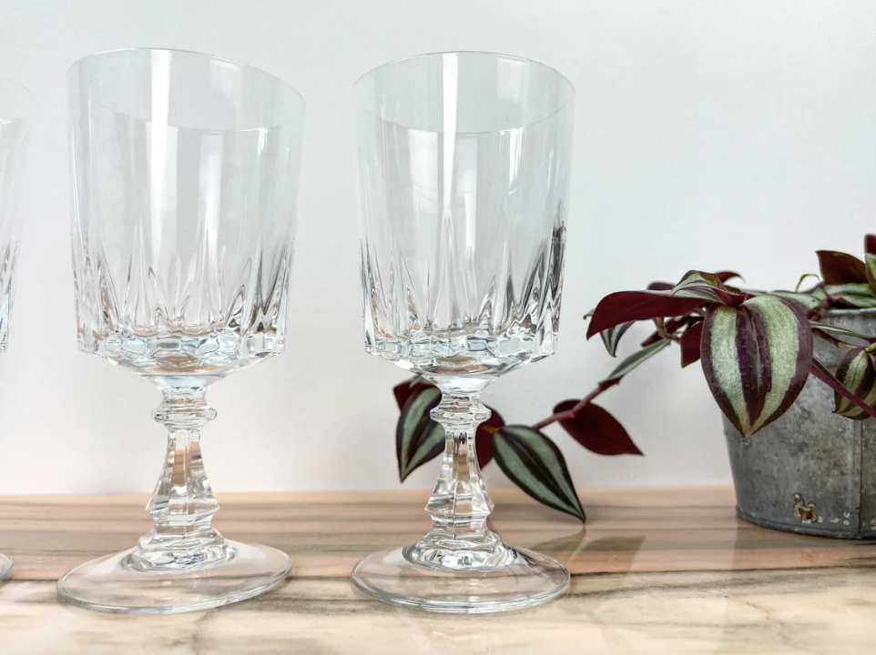 Set of 4 Crystal Water Glasses of Arques model Louvre