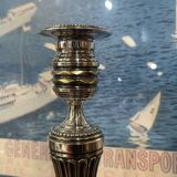 Pair of silver-plated bronze candlesticks from the early 20th century